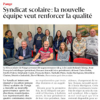 RL 15.05.2026 : Syndicat scolaire, la nouvelle équipe veut renforcer la qualité